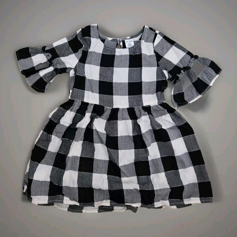 Ok!e Dok!e Flannel Dress Size 5T Buffalo Plaid Black Lined Long Sleeve Holiday